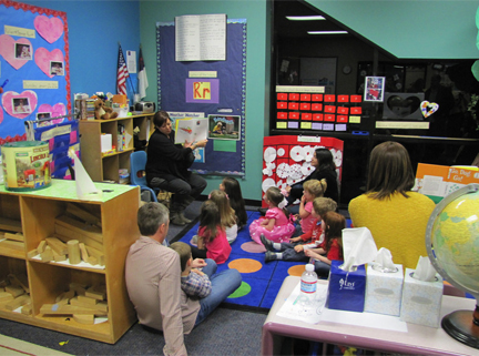 Children participate in learning activities at Mariners Church in Orange County.
